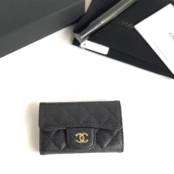 CHANEL 샤넬 카드지갑 케비어 금장 A80799