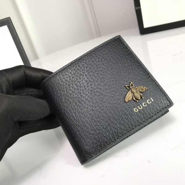 구찌 애니멀리에 레더 반지갑 블랙 523664