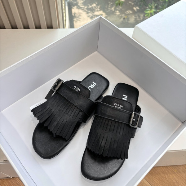[ Prada ] 프라다 셔플 가죽 통 샌들