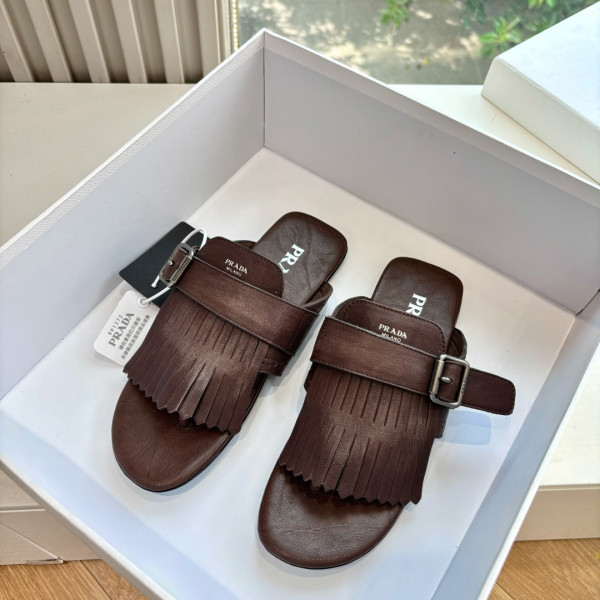 [ Prada ] 프라다 셔플 가죽 통 샌들