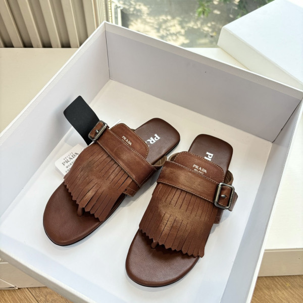 [ Prada ] 프라다 셔플 가죽 통 샌들