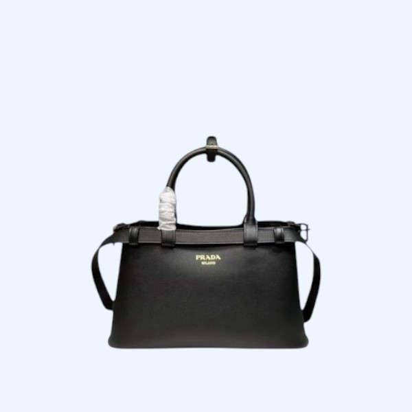 [Prada] 프라다 더블벨트 버클 가죽 핸드백 스몰