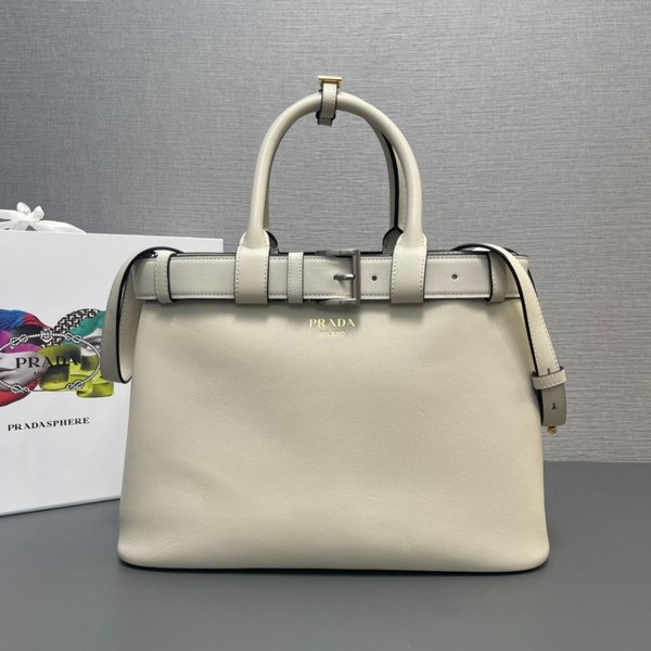 [ Prada ] 프라다 더블 벨트 버클 가죽 백 미디엄