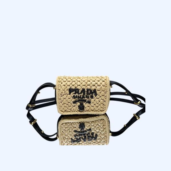 [ Prada ] 프라다 우븐 및 레더 숄더백