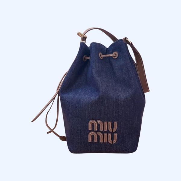 [ Miu Miu ] 미우미우 캔버스 및 가죽 버킷 백