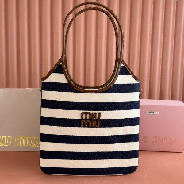 [ Miu Miu ] 미우미우 캔버스 및 가죽 아이비 백