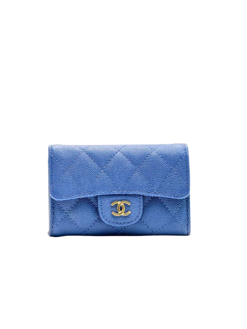 [Chanel] 샤넬 퀼티드 캐비어 가죽 플랩 카드 홀더