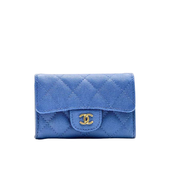 [Chanel] 샤넬 퀼티드 캐비어 가죽 플랩 카드 홀더
