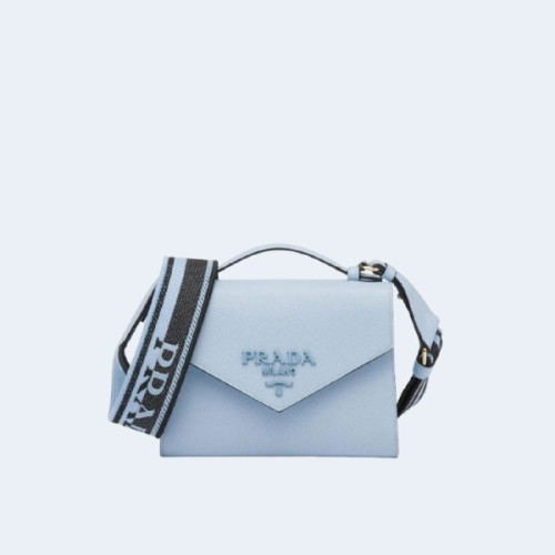 프라다 모노크롬 사피아노 가죽 백 스카이블루
