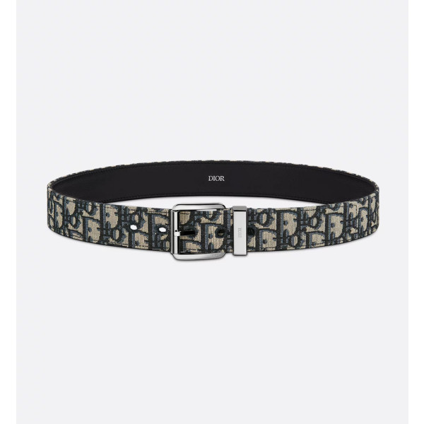 Dior Oblique 자카드, 블랙 그레인 송아지 가죽 35mm