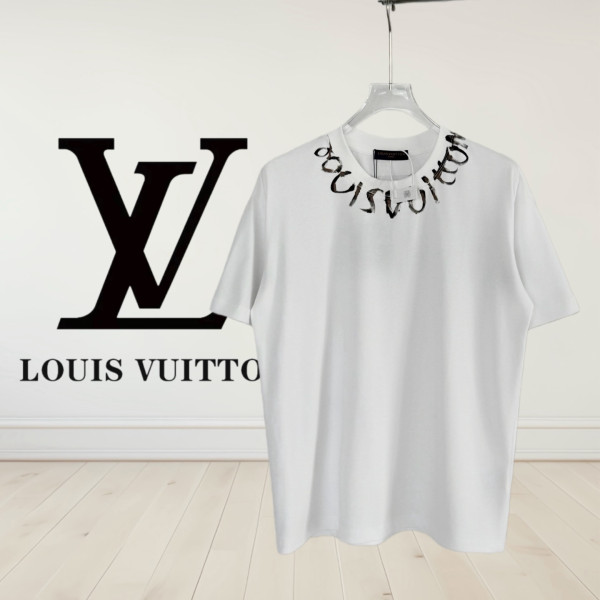LV 프린트 라운드넥 티셔츠