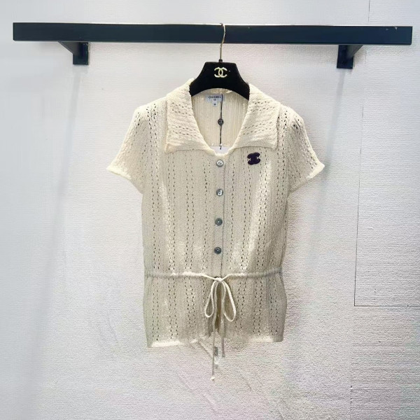 플립 칼라 반팔 오픈 카디건