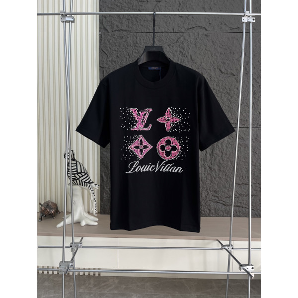 LV 로고 반팔 라운드넥