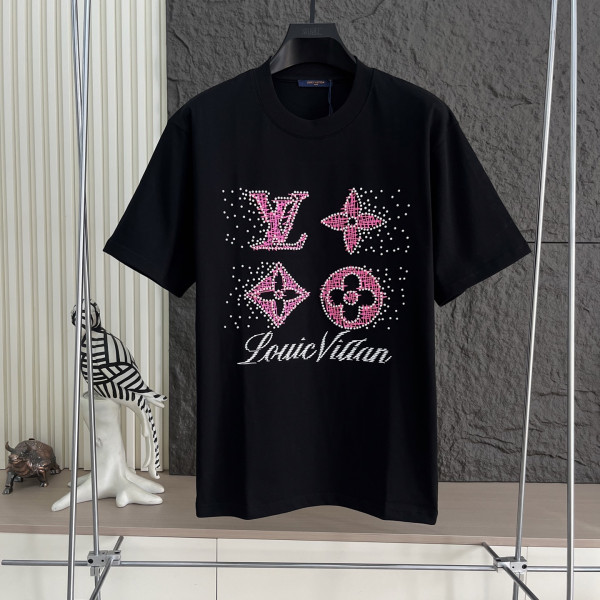LV 로고 반팔 라운드넥
