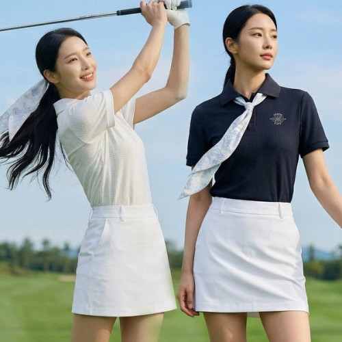 사우S케이프 여성 스카프 포인트 시어서커 카라 티셔츠