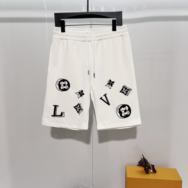 기하학 패턴 자수 로고 캐주얼 반바지 세트