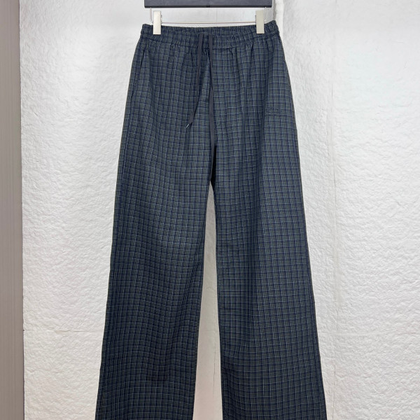 체크 링 로고 자수 드로스트링 팬츠