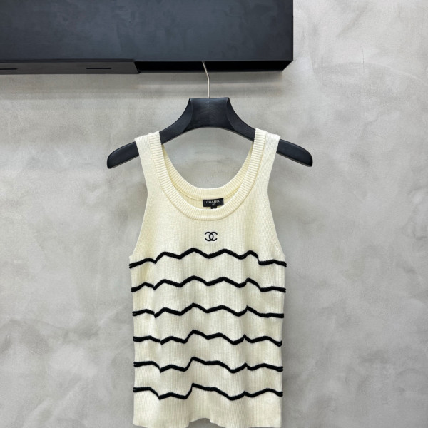 웨이브 스트라이프 니트 베스트