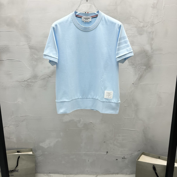 세미 오버핏 코튼 저지 4-바 스트라이프 반팔 티셔츠