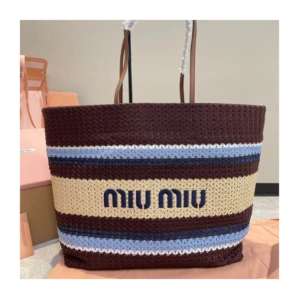 [ Miu Miu ] 미우미우 라피아 우븐 토트 백