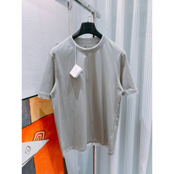 레이어드 디자인 라운드넥 코튼 티셔츠