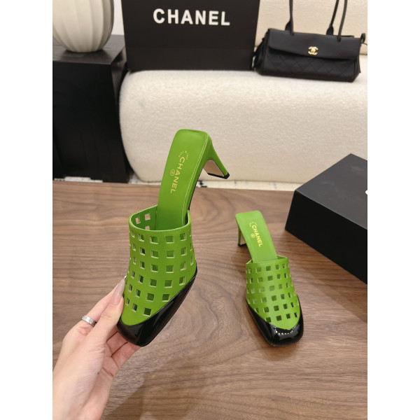 펀칭 위브 하이힐 샌들