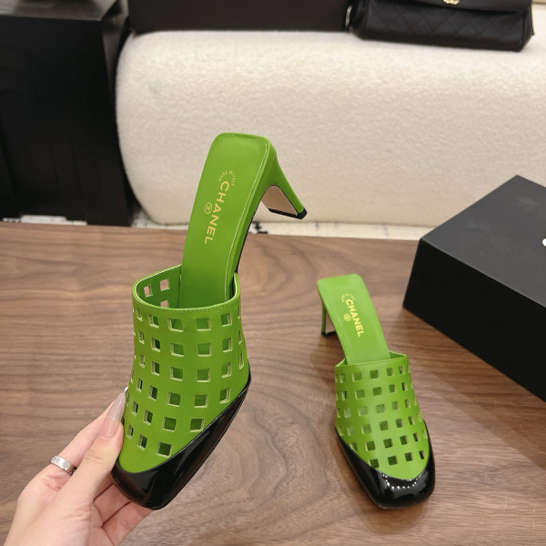 펀칭 위브 하이힐 샌들