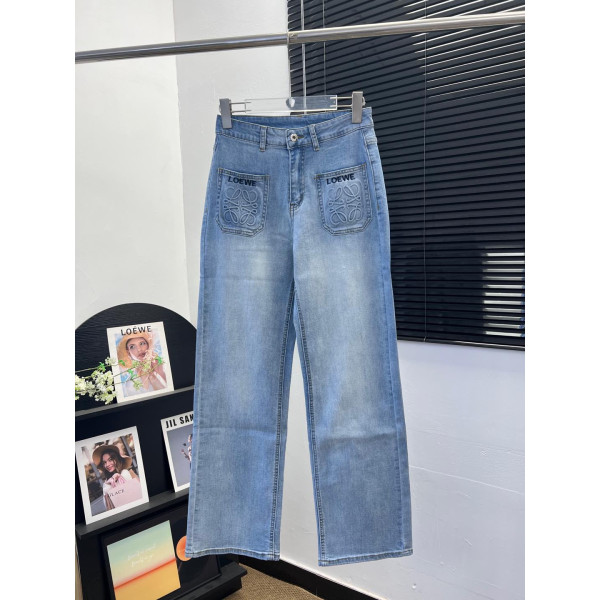 포켓 자수 데님 팬츠