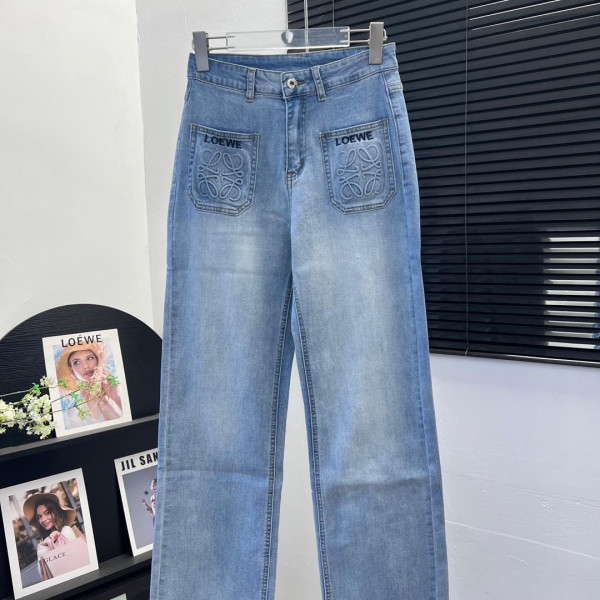 포켓 자수 데님 팬츠